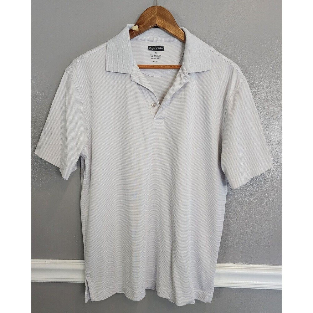 Joseph & Feiss Mens Polo Shirt Medium Short Sleeve Pima Cotton Blend  Gray